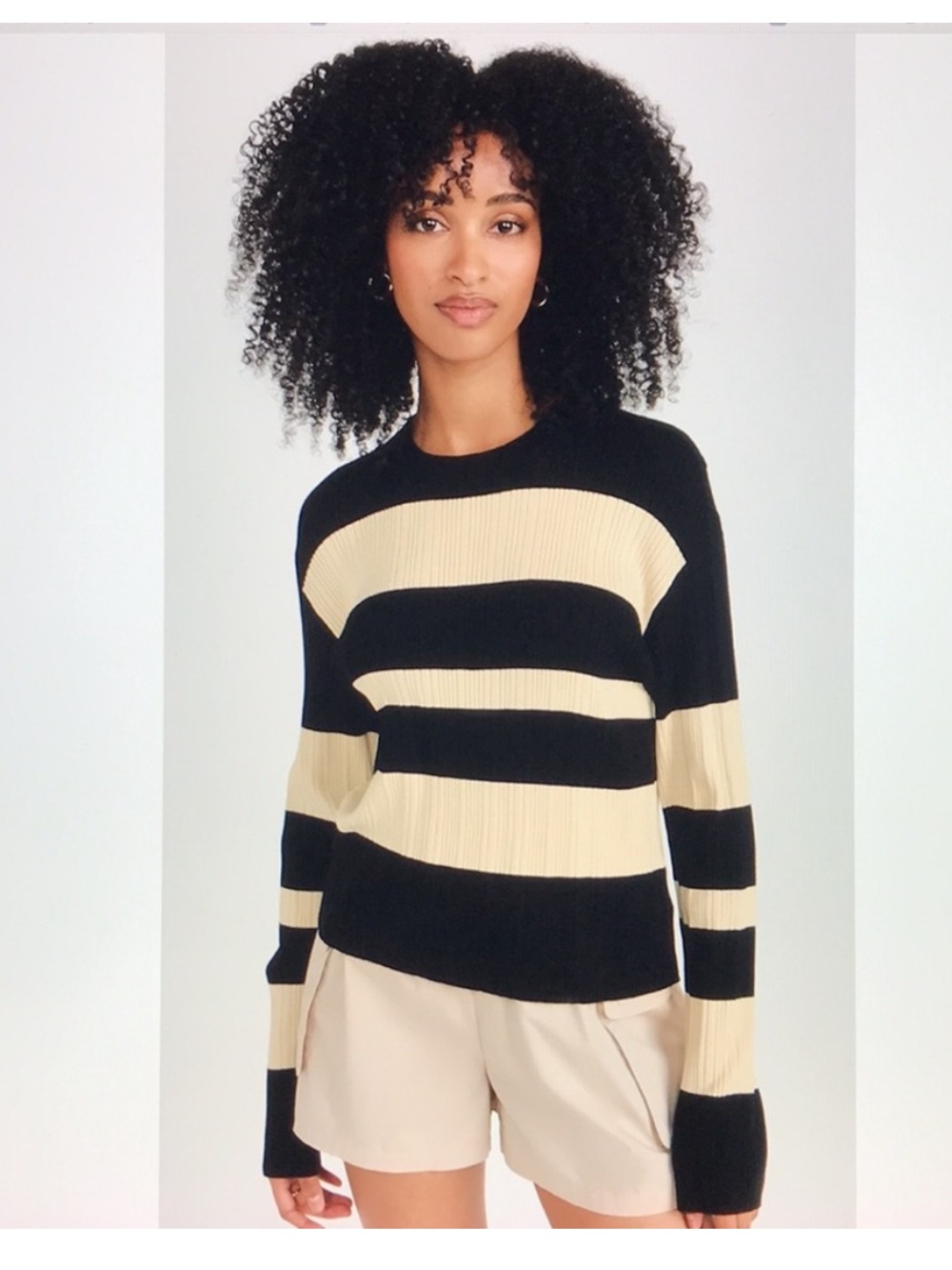 Anthony Thomas Melillo ATM Women's Viscose Varigated Sweater Black / Linen Med